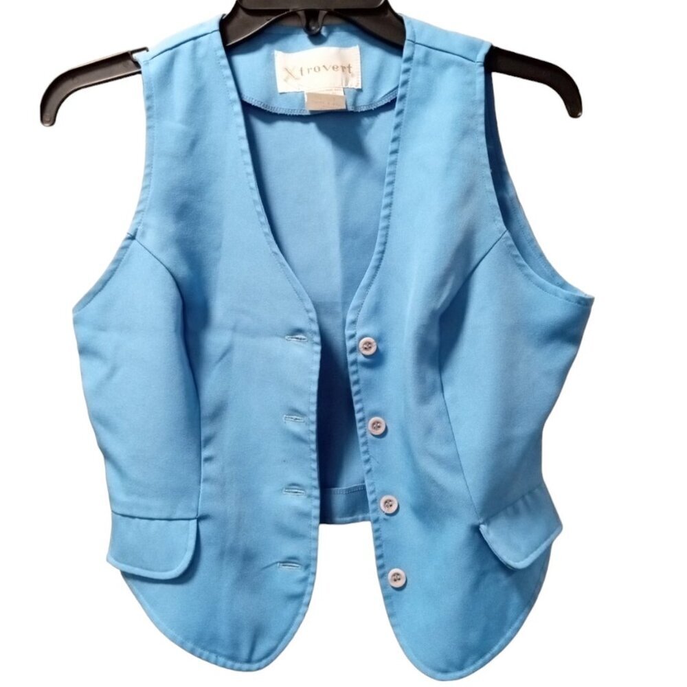 Xtrovert Blue Button Front Vest with Pockets – Women’s Size 9